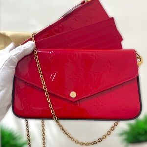 LOUIS VUITTON Vernis Felicie Pochette Wallet on Chain in Cherry